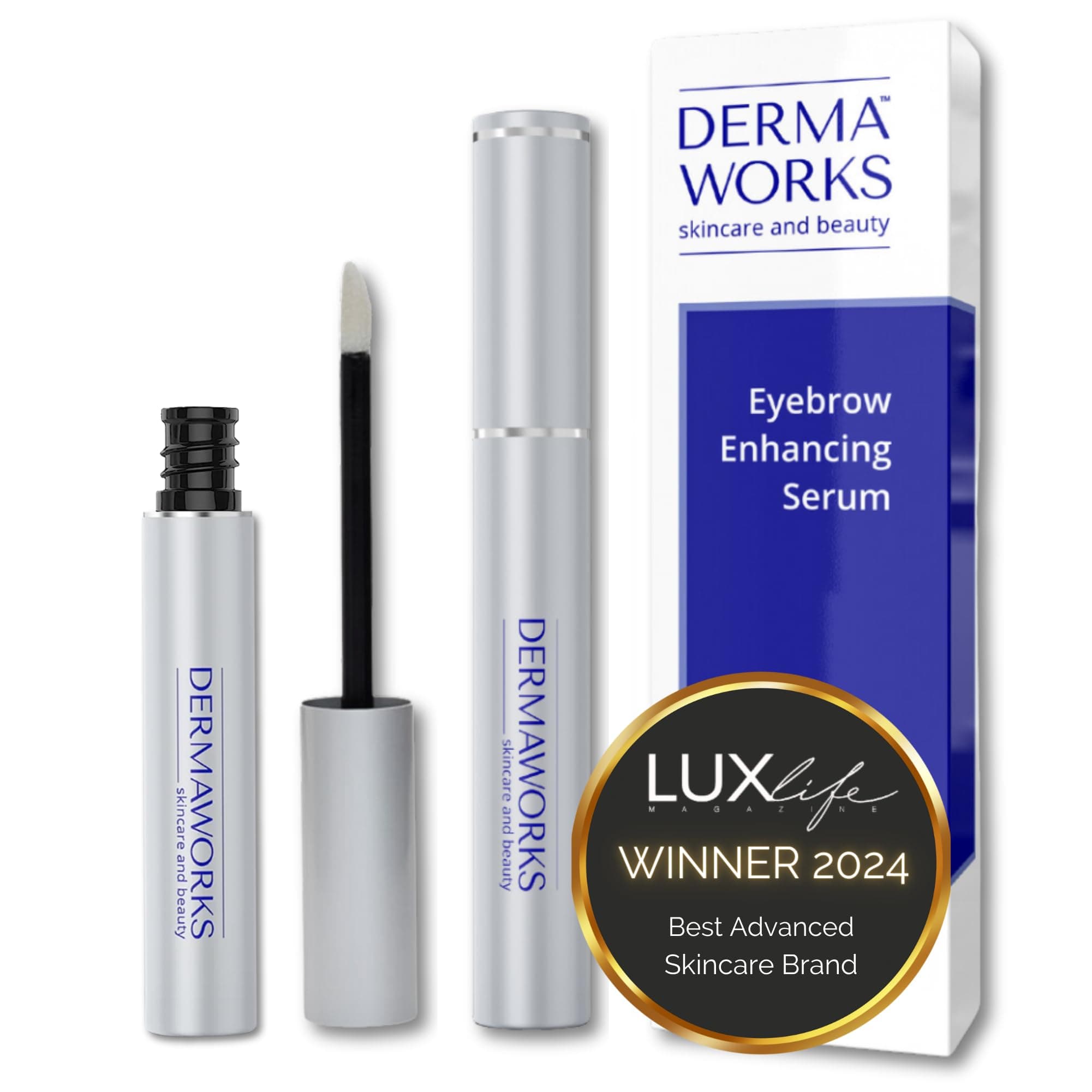ADVANCED EYEBROW GROWTH SERUM – Peptide Brow Serum for Fuller, Thicker Eyebrows – Rapid Brow Growth & Conditioning – Oil-Free Alternative to Castor Oil – 60 Day Formula by DERMAWORKS