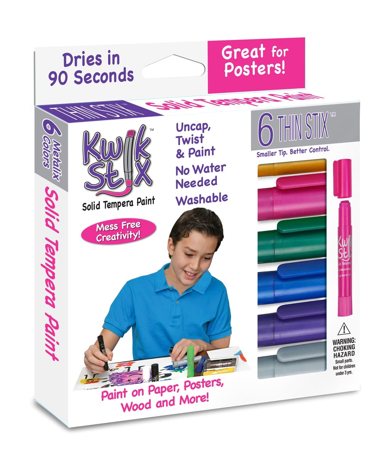 The Pencil Grip Kwik Stix Thinstix Tempera Paint 6/pkg-metalix