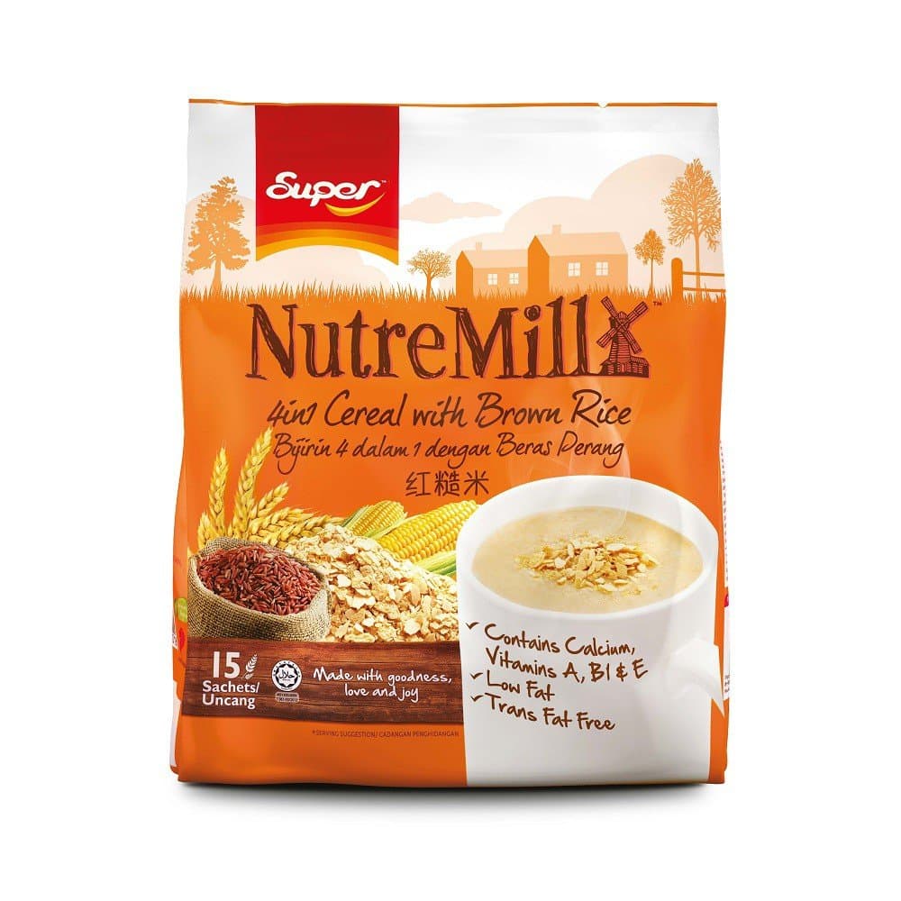 2-Pack/Super NutreMill 4-In-1 Brown Rice Cereal/Naturally Delicious, Rich In Nutrients/Whole Grain Cereal At Its Finest/Smart Pick For A Healthy Diet/ 15s x 30g/pack
