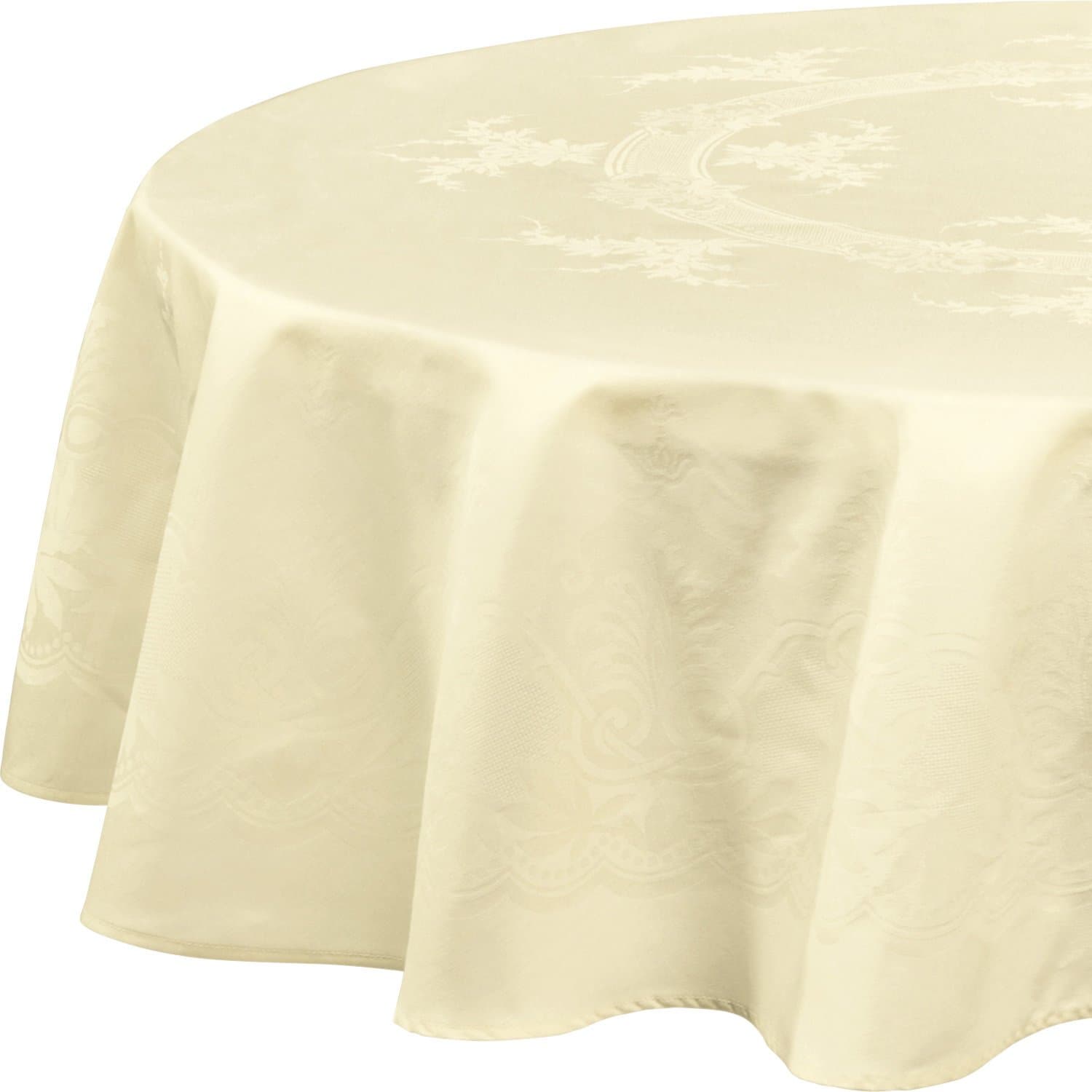 Curt Bauer tablecloth damask champagne size round: 160 cm Ø