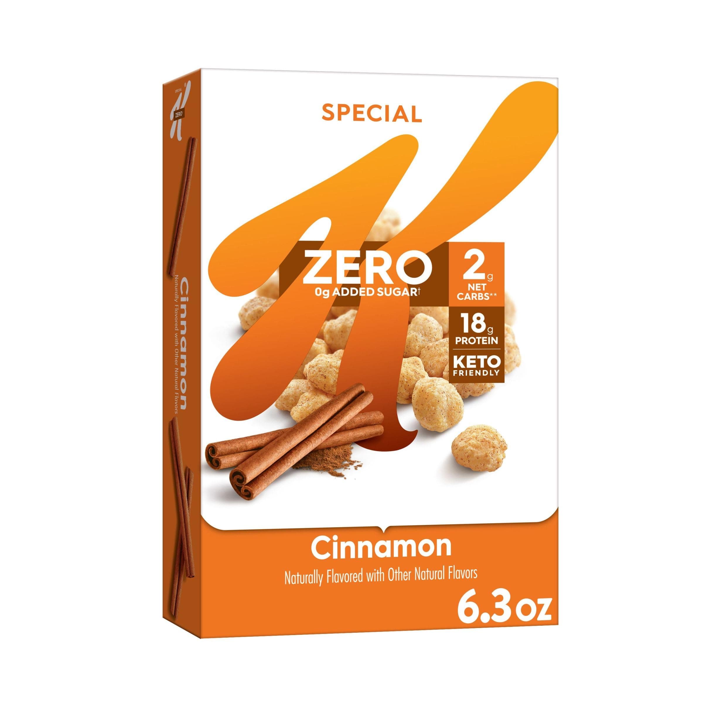 Kellogg's Special K Zero Breakfast Cereal, Keto Friendly, Protein Cereal, Cinnamon, 6.3oz Box (1 Box)