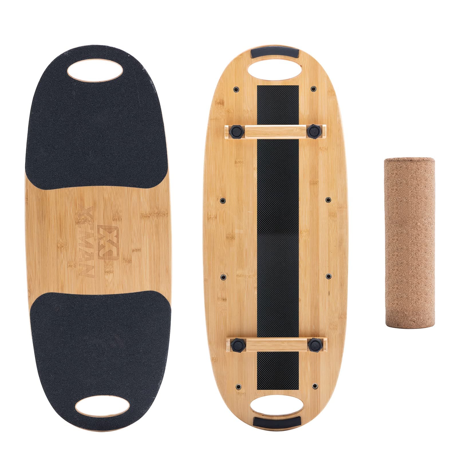 Bamboo Balance Board Trainer with Adjustable Stoppers - 3 Different Distance Options | Balance Board for Surfing, Snowboarding, Skiing, Skateboarding, Yoga Training