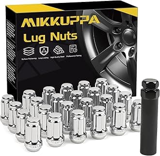 MIKKUPPA 24pcs M12x1.5 Lug Nuts - Replacement for 1984-2013 Toyota 4Runner, 1995-2013 Tacoma, 2000-2006 Tundra Aftermarket Wheel - Chrome Closed End Lug Nuts with Socket