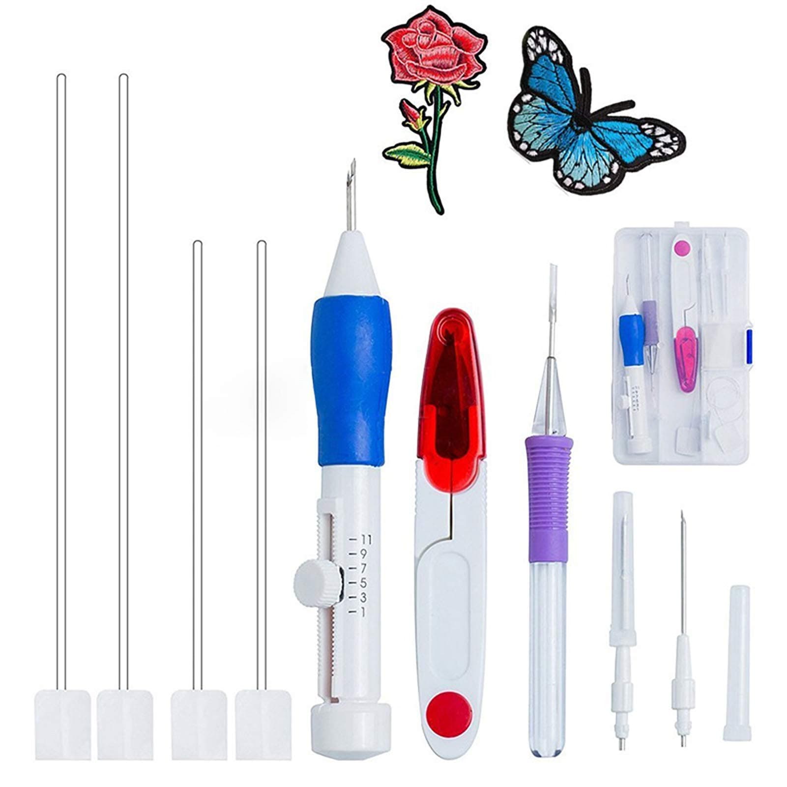 Magic Embroidery Pen,EUOW Punch Needle Pen Set Craft Tool-ABS Plastic Punch Needles DIY Craft for Embroidery Threaders DIY Sewing (Embroidery Pen Set)