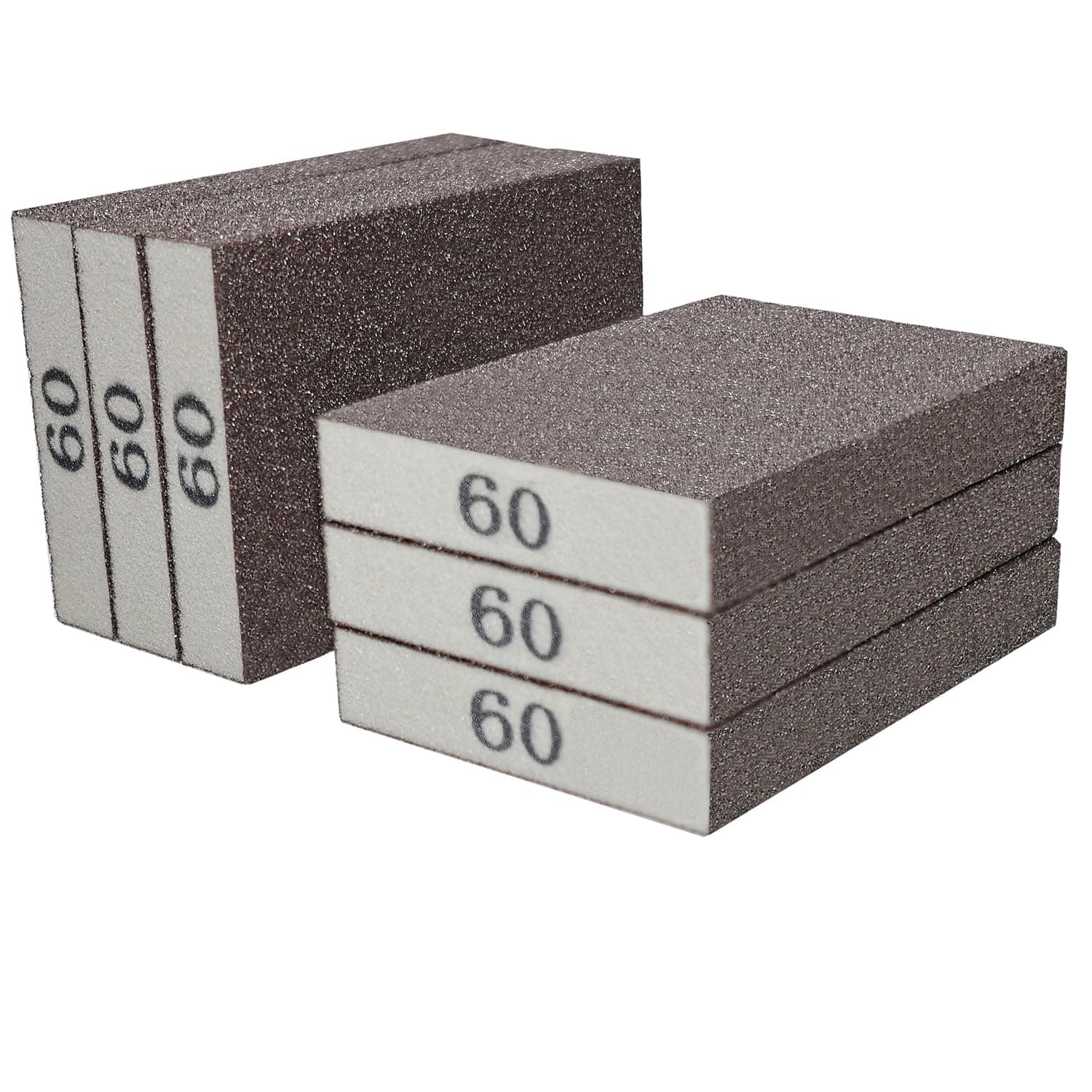 6 Pack 60 Grit Hand Sanding Block, Washable and Reusable Sanding Sponge Great for Pot Brush Pan Brush Sponge Brush Glasses Sanding Wood Sanding Metal Sanding (60 Grit)