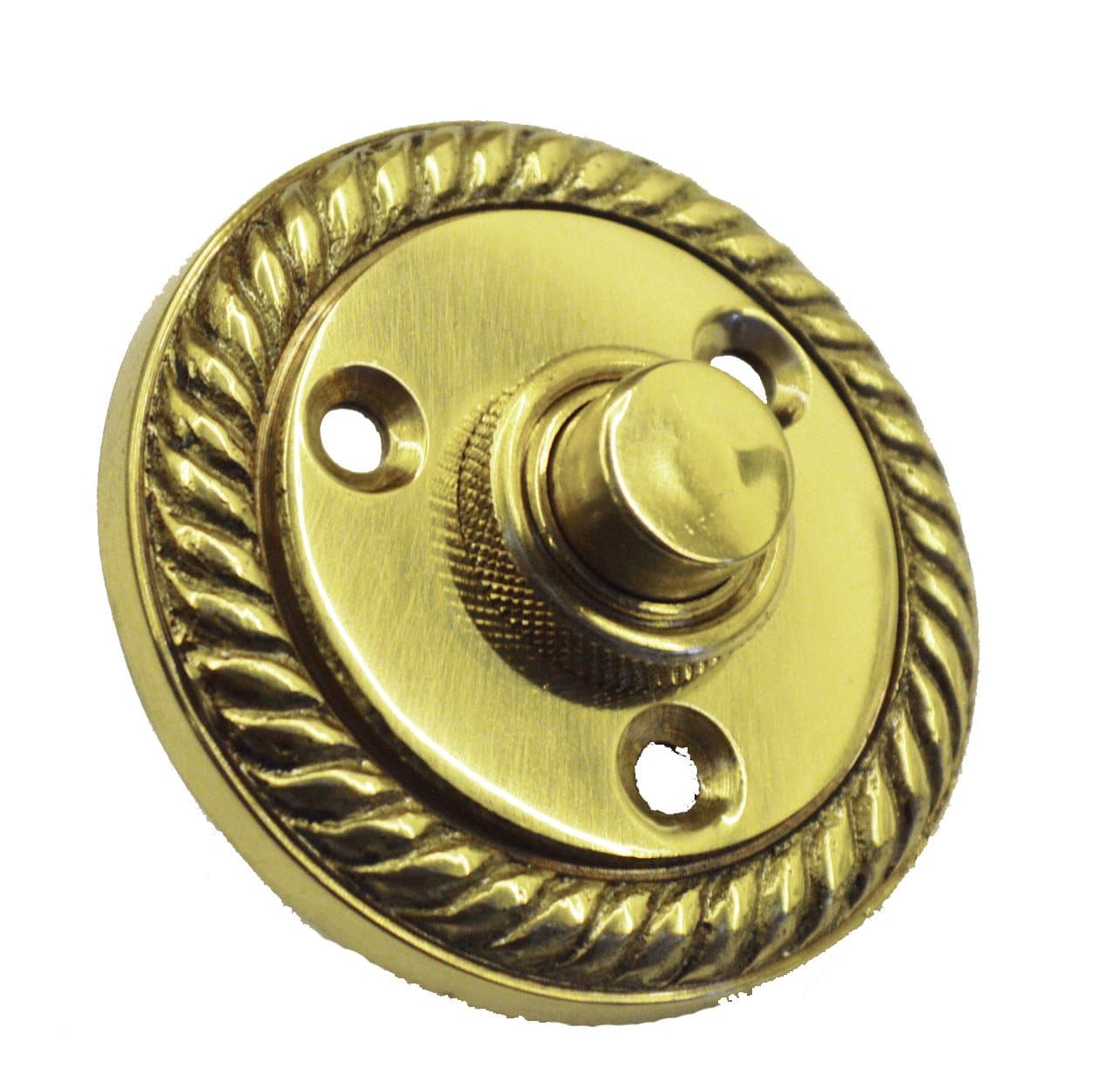 OriginalForgery Georgian Rope Edge Round Solid Brass Door Bell Push Switch