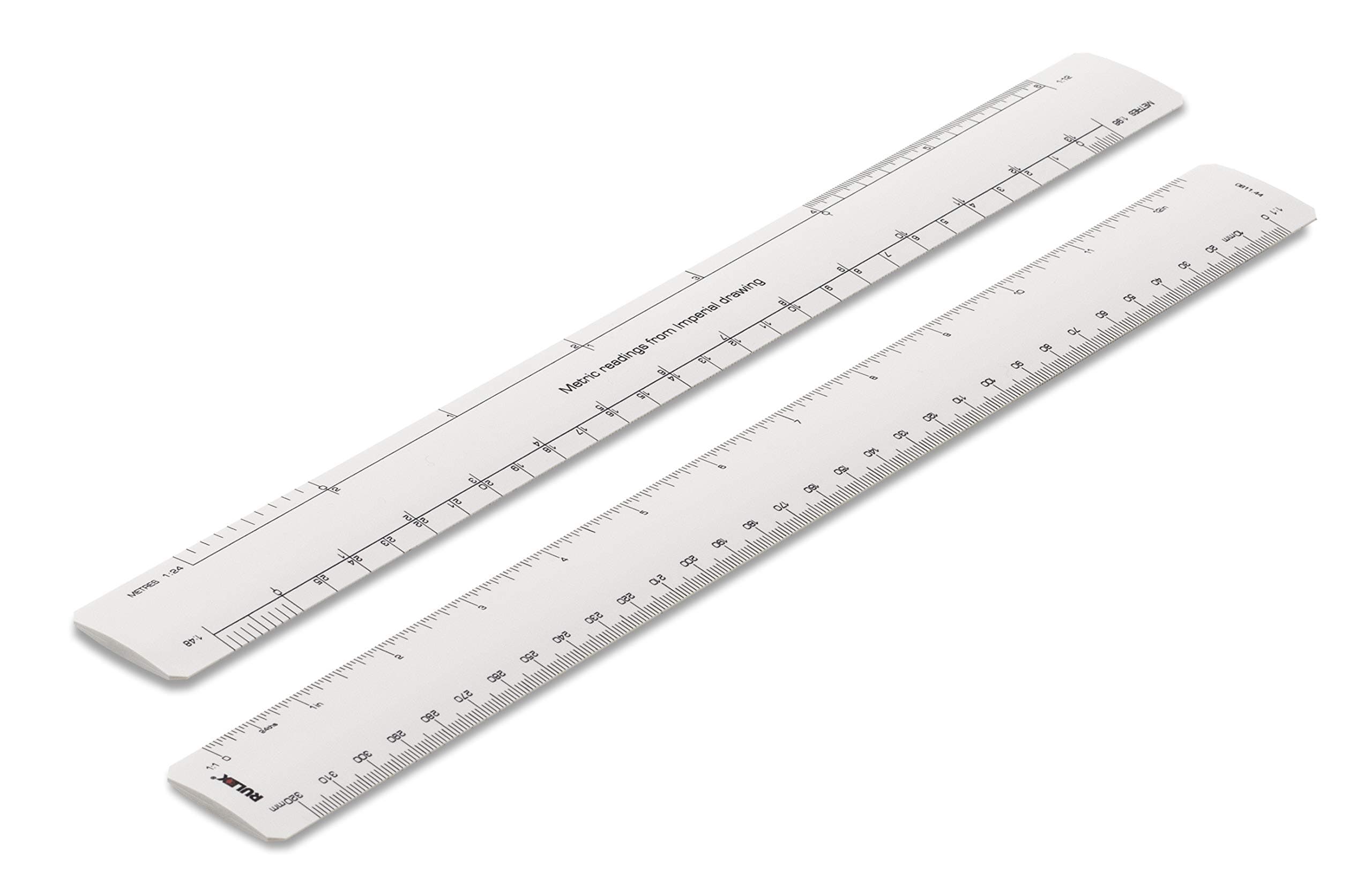 Rulex 30cm 12 inch Flat Oval Conversion Ruler - Metric Readings from Imperial Drawing - UK manufactured
