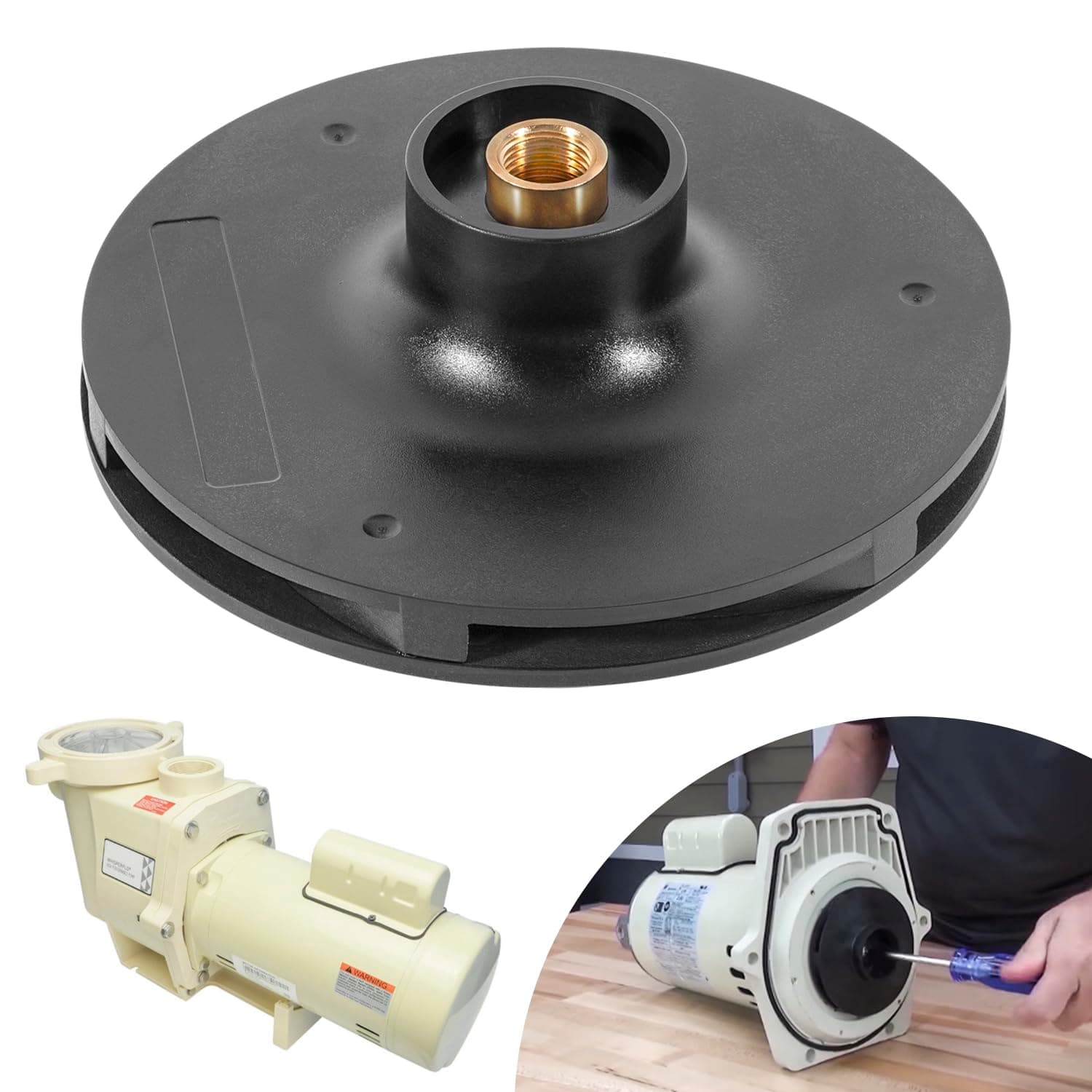 073129 Pump Impeller Replacement Compatible with Pentair WhisperFlo Pool and Spa Pumps, Upgraded Impeller Fits 1.5 HP and 2 HP Models (WF-6, WF-28, WFE-6, WFE-28), Replaces Part # 073129 - Black