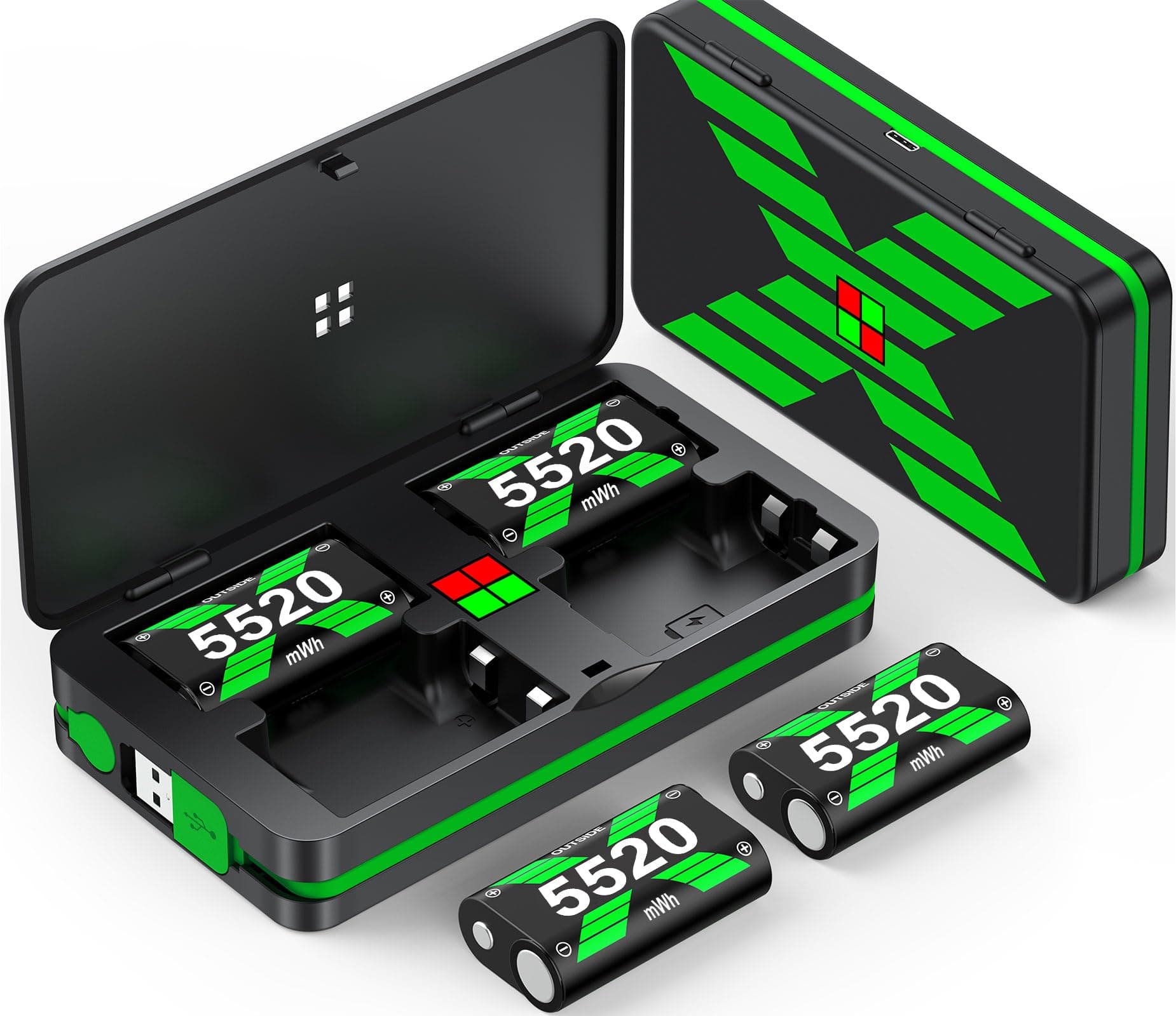 4x5520mWh Controller Battery Pack for X-Series X/S, Rechargeable Battery for X1/One S/One X/Elite Controller Charger Batteries