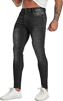 Men's Super Skinny Stretch Tapered Leg Slim Fit Ripped Distressed Jeans