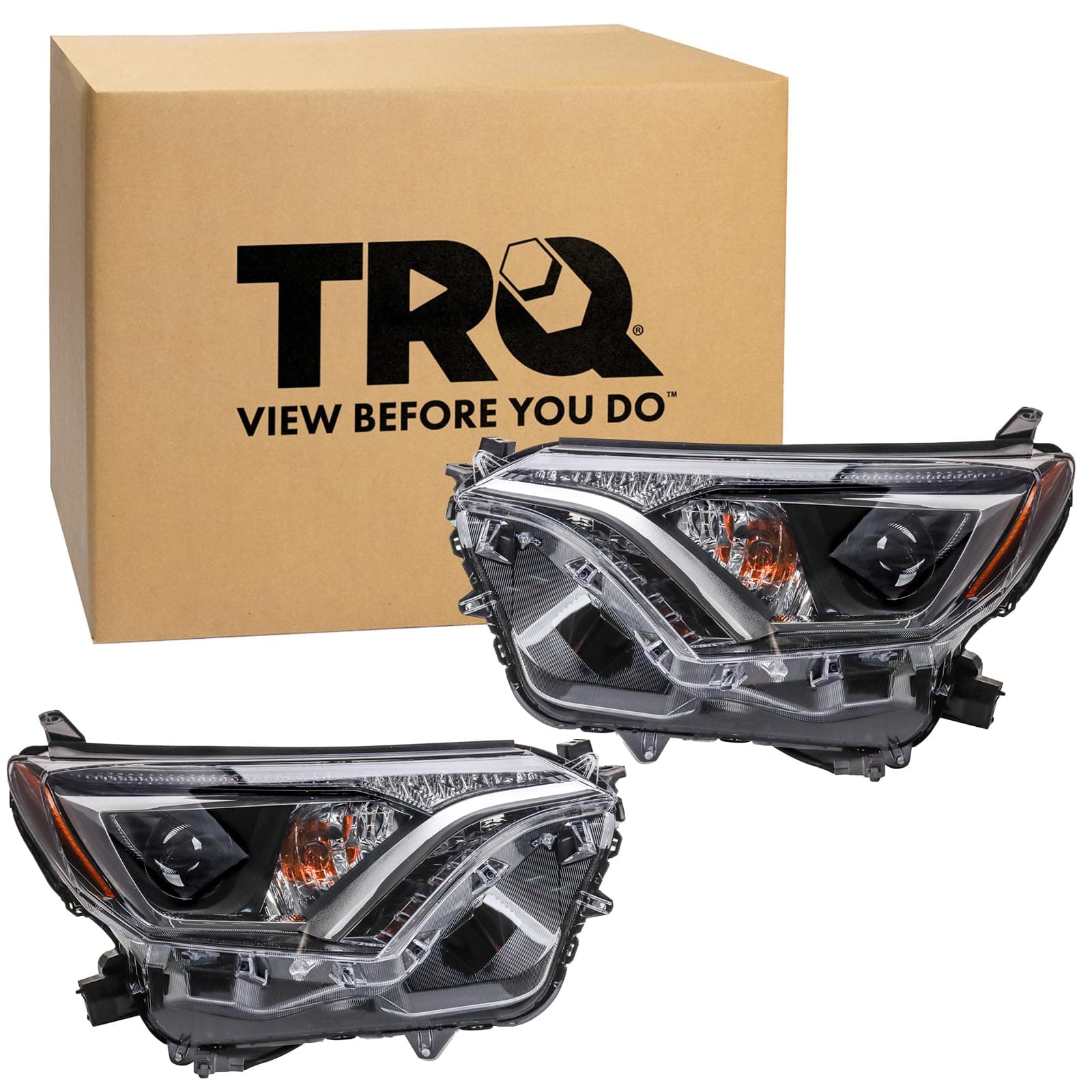 TRQ Headlight Assembly Set Headlights Driver & Passenger Side Compatible with 2016-2018 Toyota RAV4 TO2502247 TO2503247