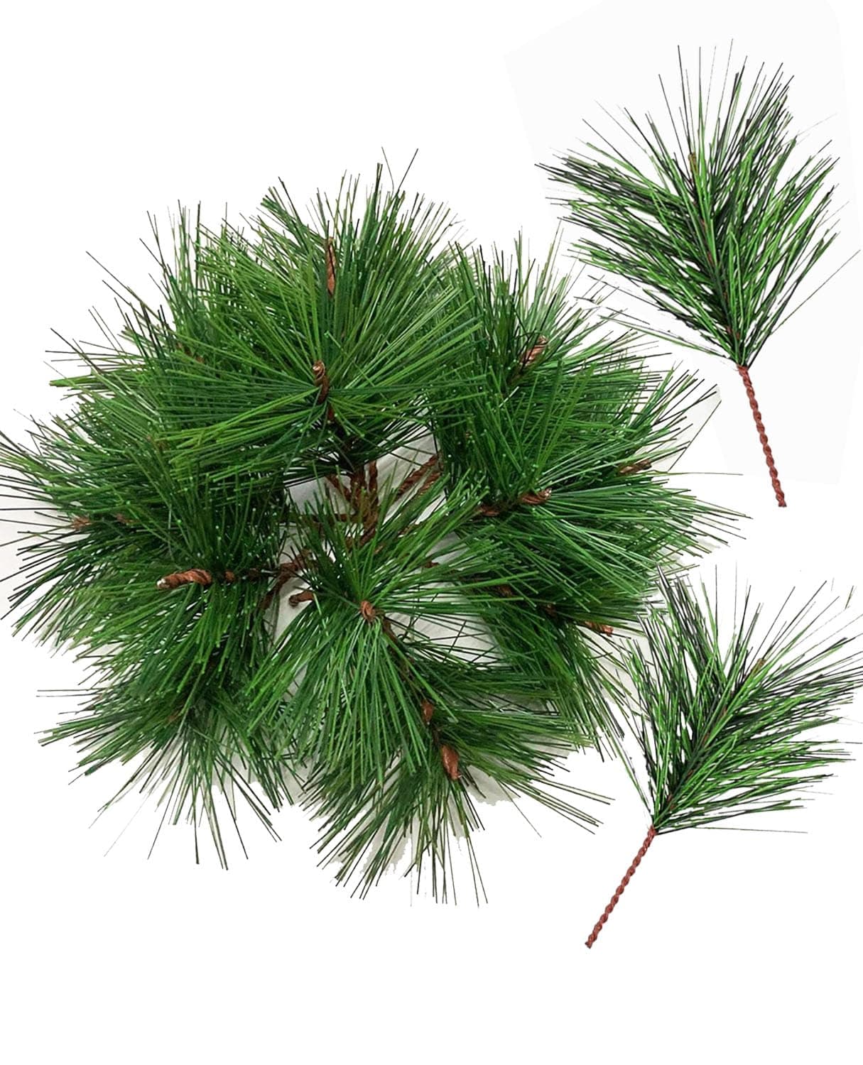 Artificial Green Pine Needles Branches Fake Small Pine Twigs Stems Evergreen Picks Holiday Tree Decorations
