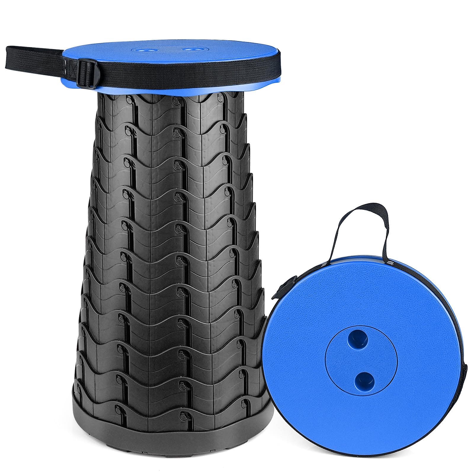 Hesanzol Portable Telescoping Stool, Retractable Folding Stool for Camping Garden Fishing Hiking Travel BBQ, Adjustable Collapsible Stools Max Load 400lbs