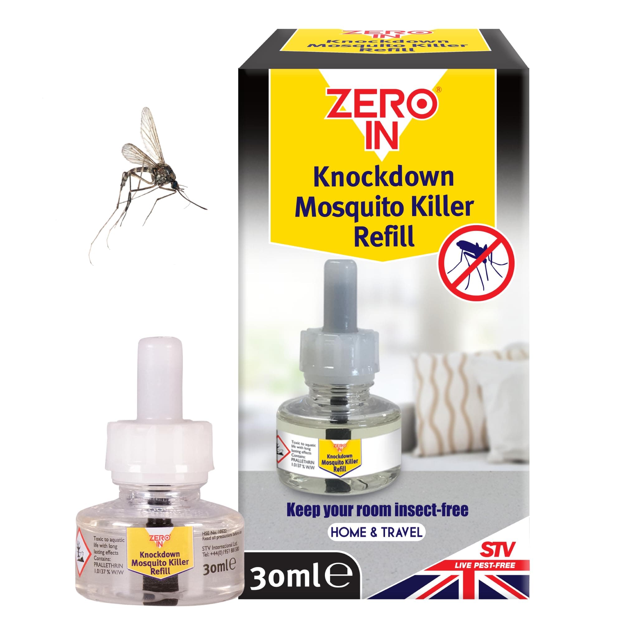 Knockdown Plug-In Mosquito Killer Refill – Odour-Free, Kills Mosquitoes, Midges, & Biting Insects on Contact - Provides Up to 45 Nights of Protection - 30ml Refill Bottle