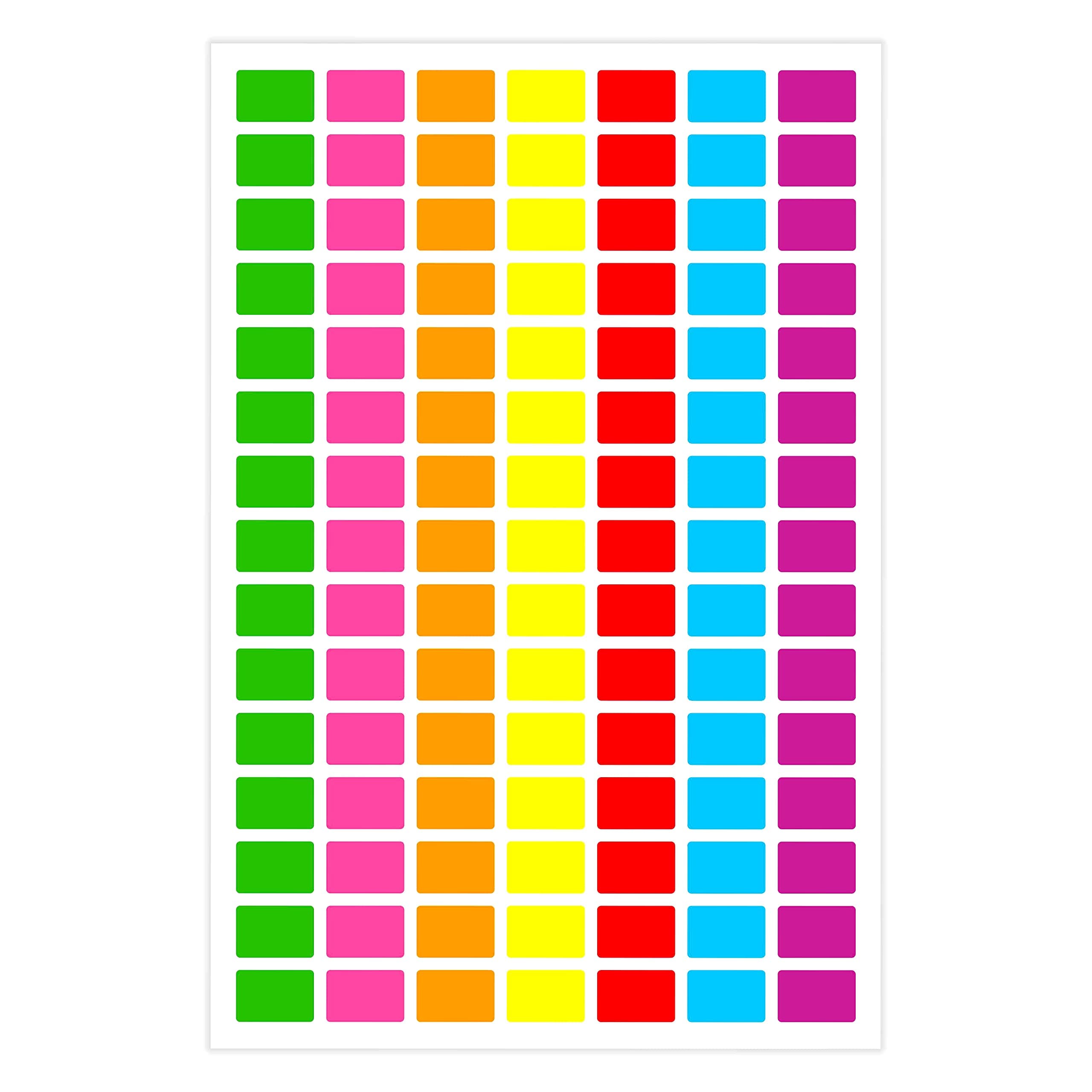 PARLAIM Pack of 1575 Square Color Coding Labels,1/2" x 3/4" Rectangular Stickers in 7 Colors Rectangle Folder File Labels