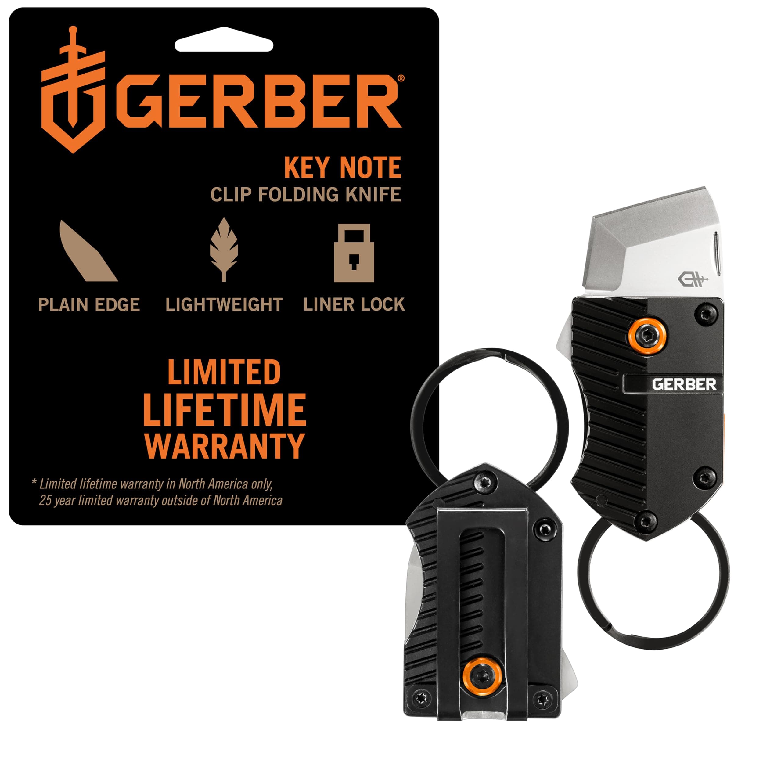 Gerber Gear Key Note Pocket Knife, 1" Plain Edge Box Cutter EDC Keychain Pocket Knife for Everyday Carry, Black