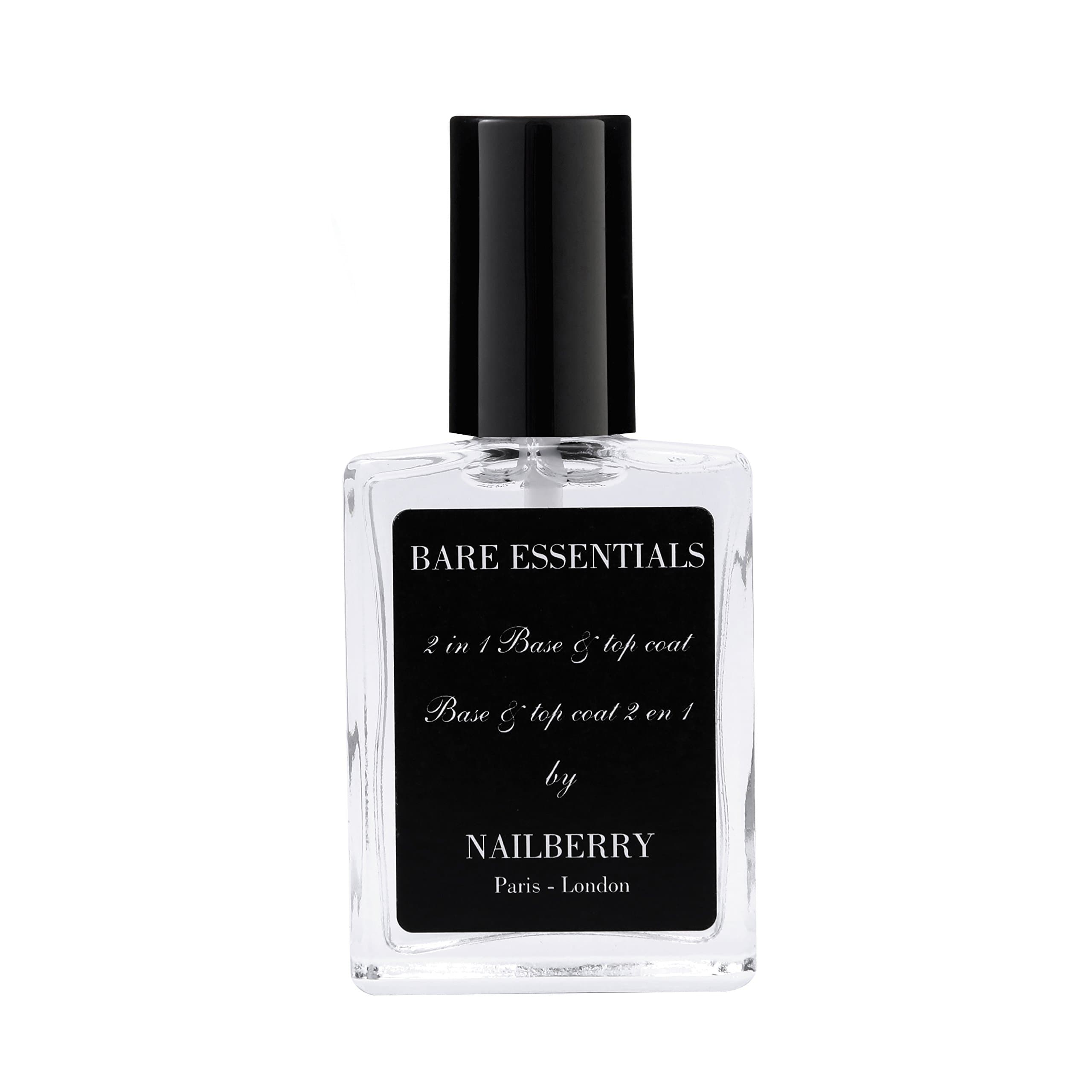 Nailberry Bare Essentials 2-In-1 Base & Top Coat | High Shine, Smooth and Long-Lasting Wear | Protects Against Fading and Discoloration | Vegan | Certified Halal and Cruelty Free | 12-Free | 15 ml
