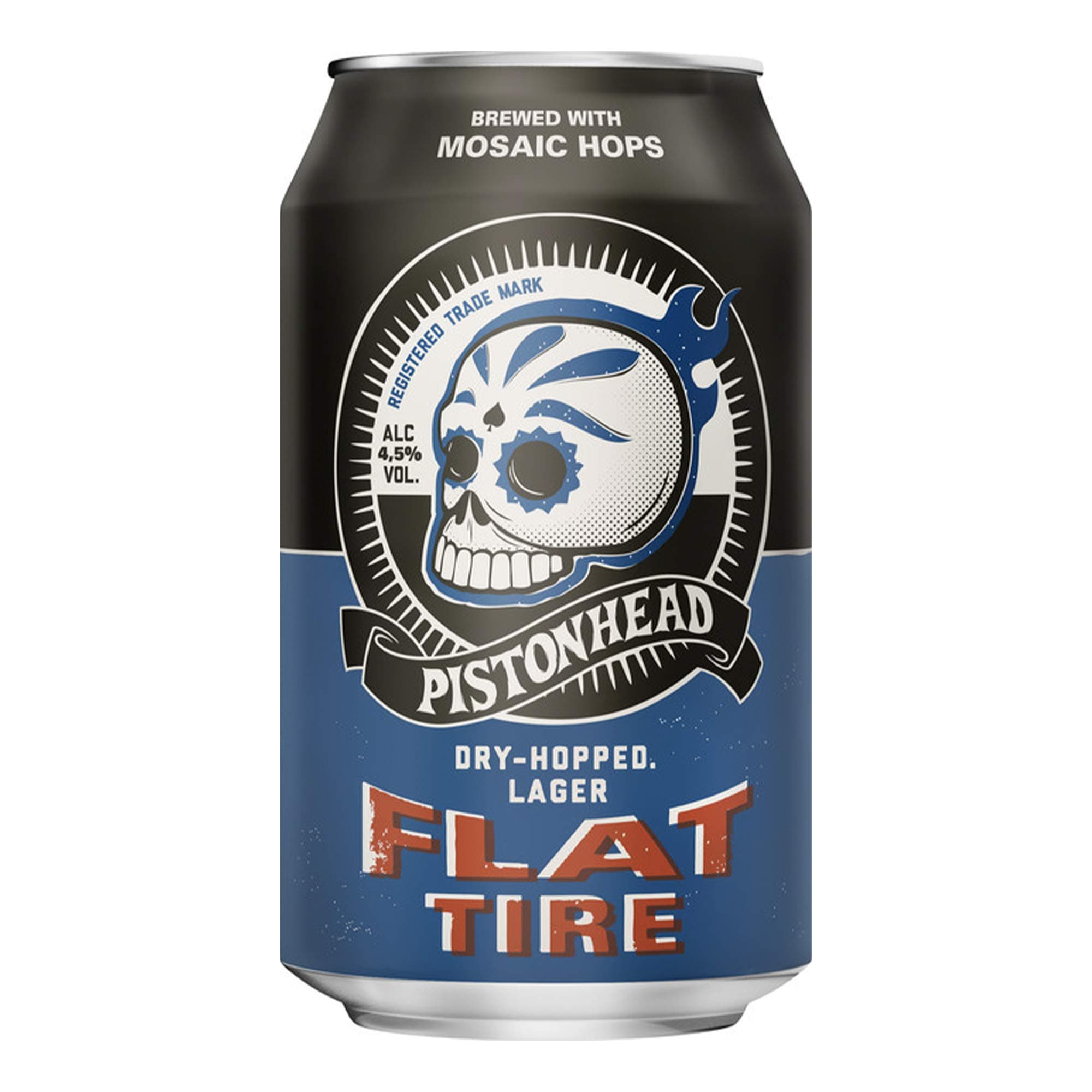 Pistonhead Flat Tire 4.5% ABV | 24 x 330ml Craft Beer Cans | American Pale Lager Style | Citrus & Tropical Fruits Taste Profile