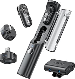 BOYA Magic Wireless Mini Microphones for iPhone/Android/PC/Camera, 4 Form-in-1 Mic, 7g Lightweight,AI Noise Reduction, 48kHz/24bit,APP Control, 328ft Range,Microphone for Recording(Stand not included)
