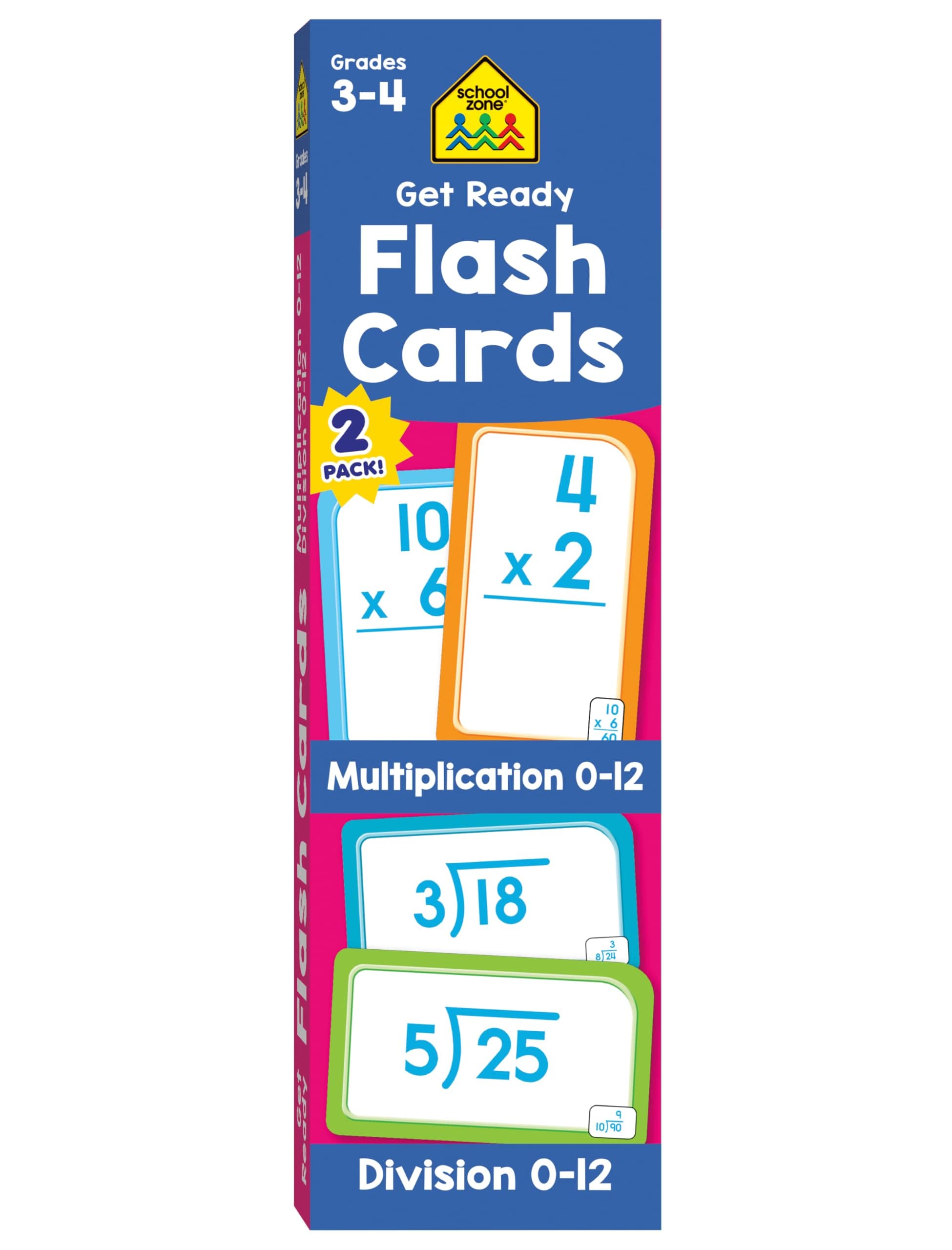 School Zone Get Ready Flash Cards Multiplication & Division 2-Pack: 112 Math Cards, 3rd & 4th Grade, Multiplication 0–12, Division 0–12, Build Speed, Accuracy & Math Confidence, Ages 8+