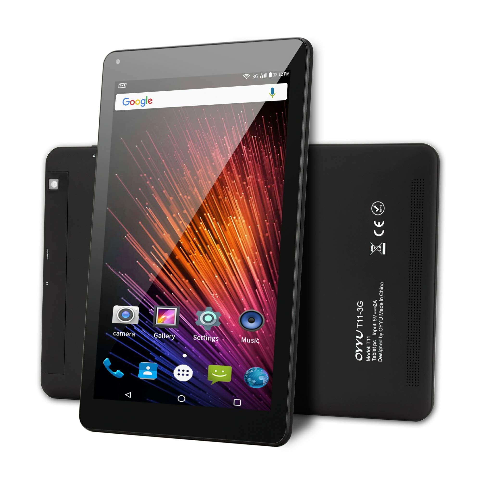 OYYU T11 10.1 inch Tablet Android 3G Unlocked Phablet (Android 7.0, 1GB RAM 16GB ROM, IPS Touchscreen 1280x800, 5000mAh) Dual SIM Card Slots GPS Wifi Phone call Tablets PC-Google GMS Certified