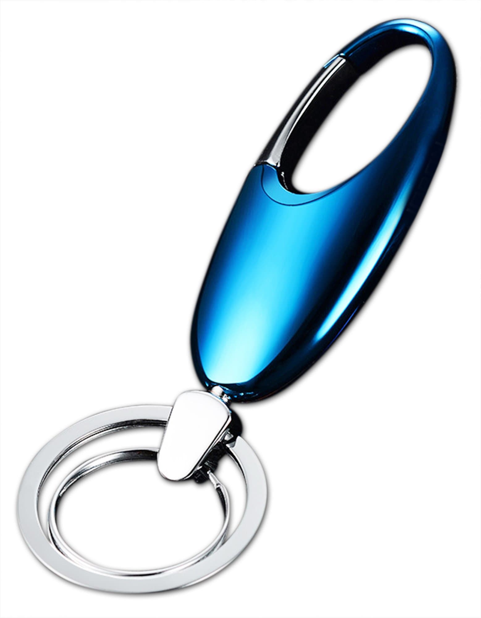 Olivery Keychain Solution with 2 Key Rings, Stainless Steel Key Chain In Exquisite Gift Box, Deep Sky Blue Color. The Perfect Combination of Luxury, Power & Elegance - Will Never Rust, Bend or Break