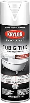 Krylon K04502007 Tub & Tile Ultra Repair Finish Spray Paint, Aerosol, Bright White