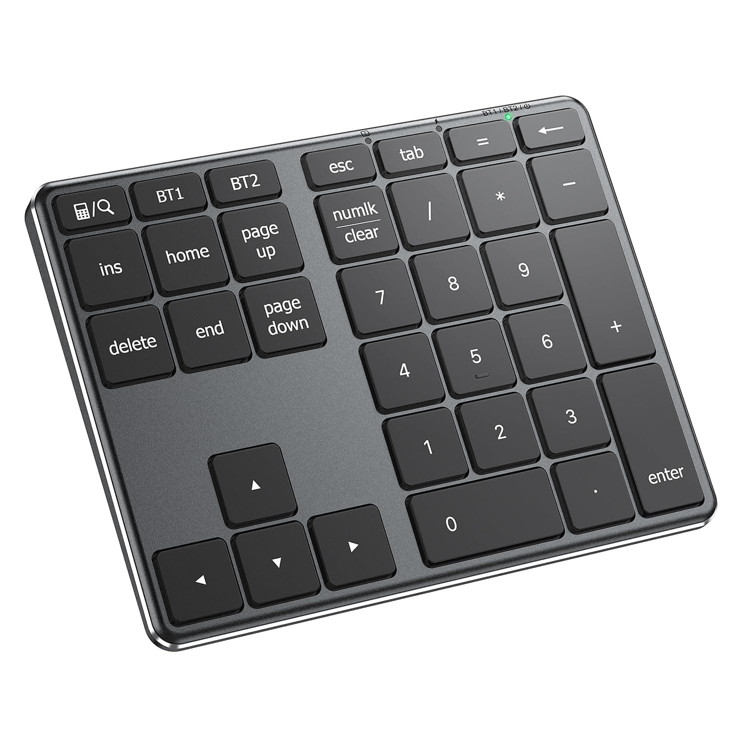 iClever Bluetooth Number Pad, Aluminum 34-Key Wireless Numeric Keypad, USB-C Rechargeable Numpad Keyboard for Data Entry and Accounting, Compatible with Laptop, Mac, Surface Pro, PC Desktop