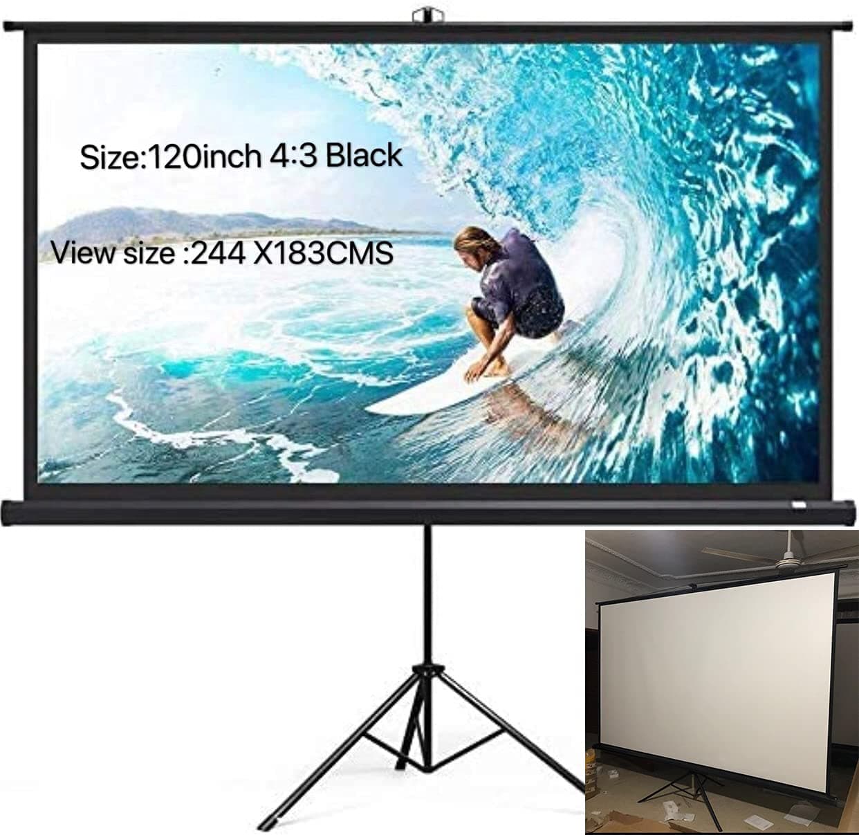dod_uae 4K with Wrinkle-Free Design HD Projector Screen with Stand (4:3 120in)