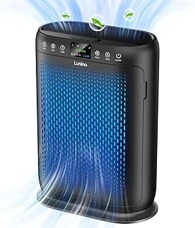 Air Purifiers for Home Large Room up to 2400sq.ft, LUNINO H13 HEPA Air Filter with Air Quality Sensors, Aromatherapy Function, Air Cleaner for Smoke, Dust, Dander, Pets Hair, Odor, E-200 Black