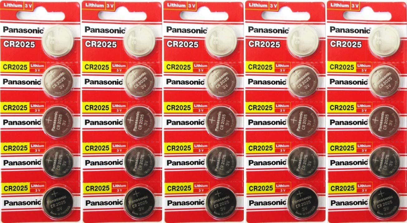 Panasonic CR2025 3 Volt Lithium Coin Battery 25 Pack