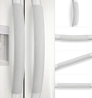 Refrigerator Handle Covers, 6 PCS, Adjustable Appliance Handle Covers, Keep Your Kitchen Clean, Microwave Oven Stove Dishwasher Handle Protector, Non Slip Fridge Handle Cover (Pearl Gray)