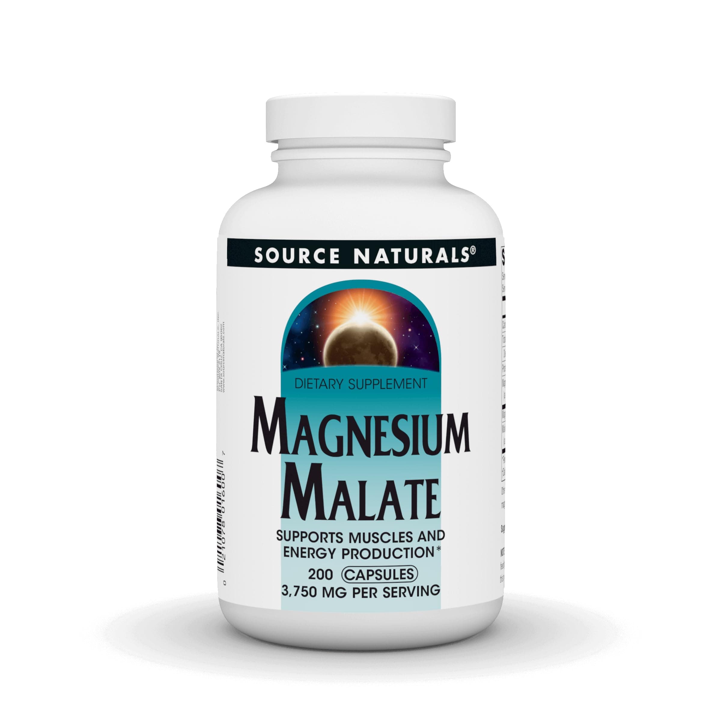 Source Naturals Magnesium Malate - 3750 mg Per Serving - Essential Magnesium Malic Acid Supplement - 200 Capsules