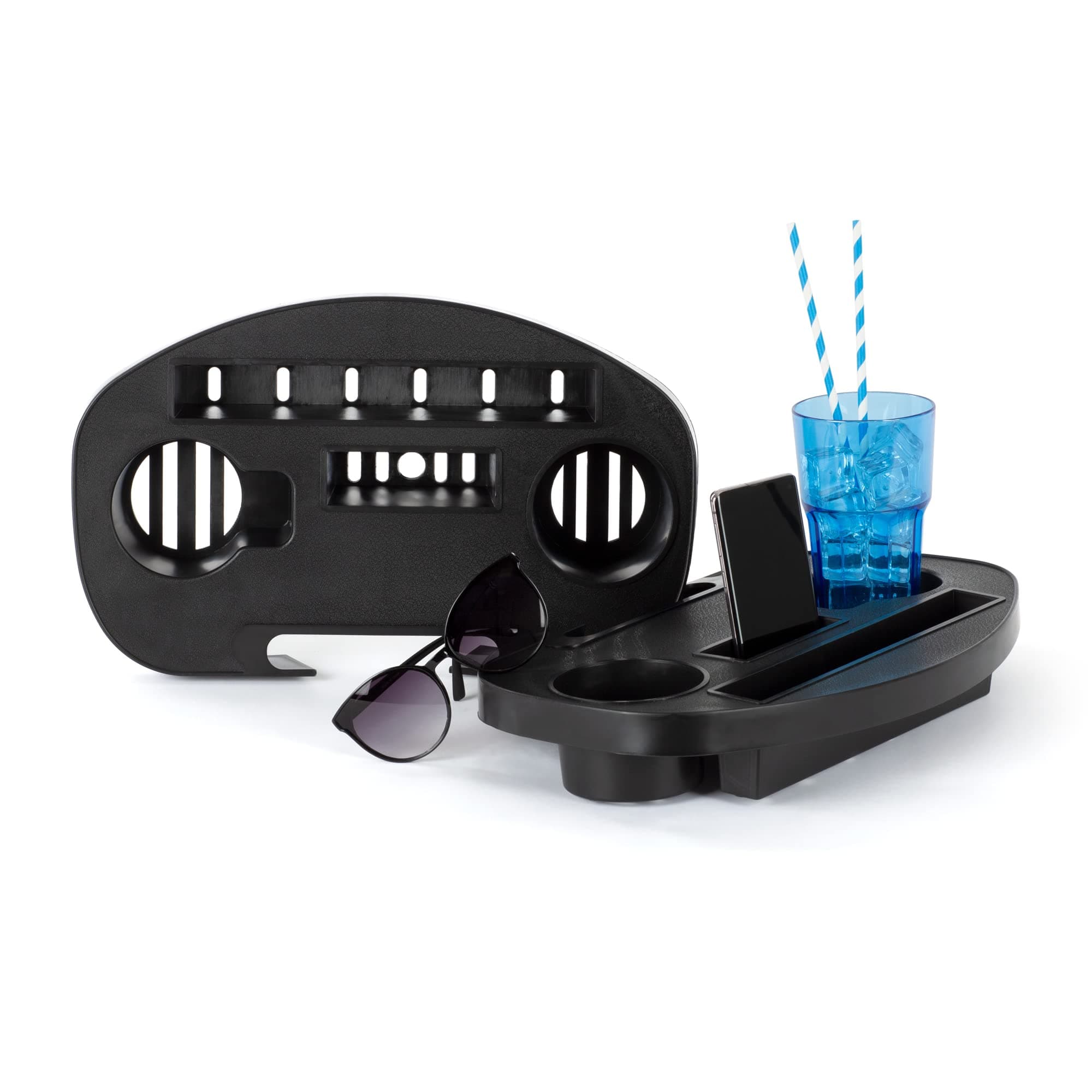 Fineway. 2 x Clip On Side Table Tray For Zero Gravity Sun Lounger/Camping Chair Outdoor Garden Fishing Beach Storage Tidy – Ideal for Drink, Mobile Phone, Books, Ipad Tablet Holder