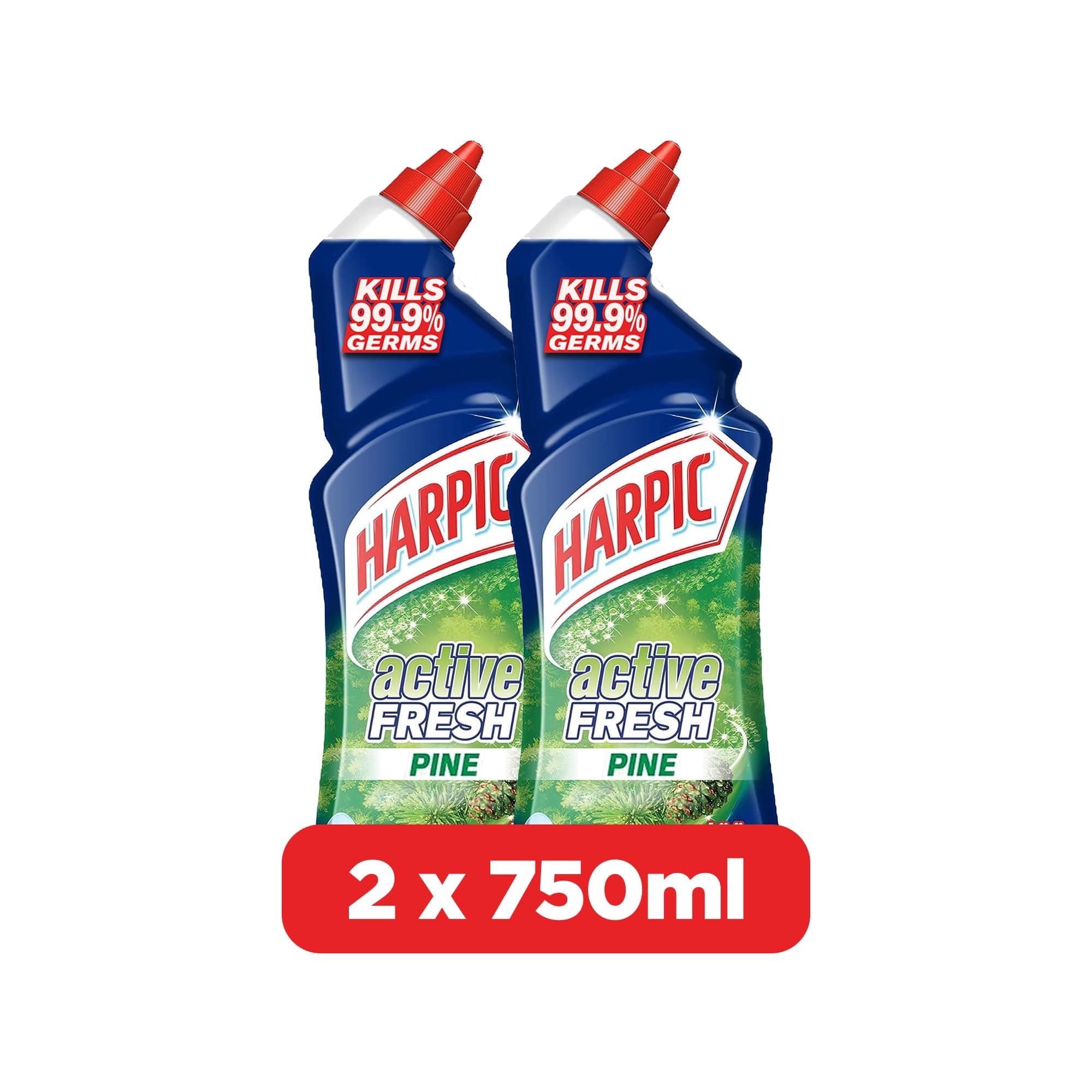 Harpic Pine Active Fresh Toilet Cleaner, 750ml x2