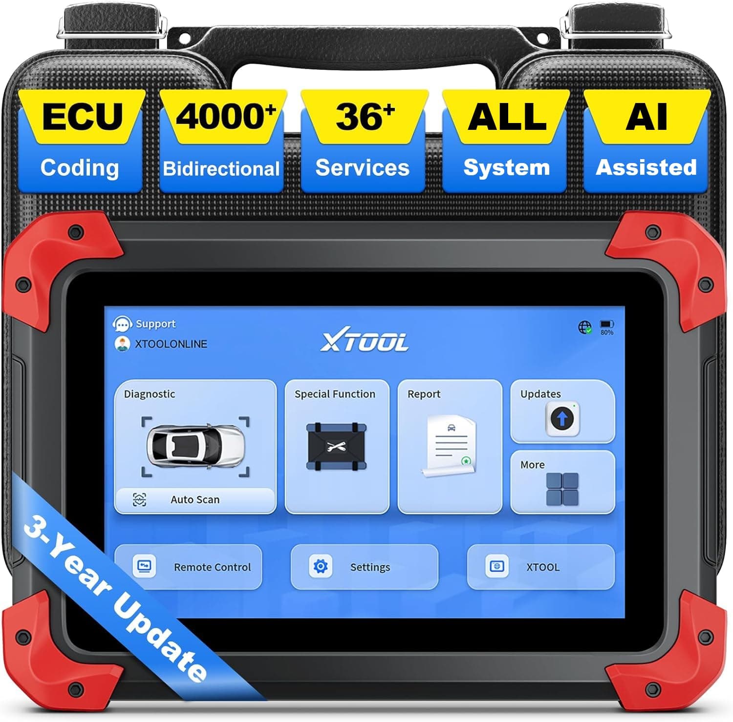 D7 Car Diagnostic Tool with Bidirectional Control, Online/ECU Coding, All System, 36+ Resets, AI Assisted Diagnostic OBD2 Scanner with 64GB Latest Ver., 8 Pids Live Data, 3-Year Free Updates