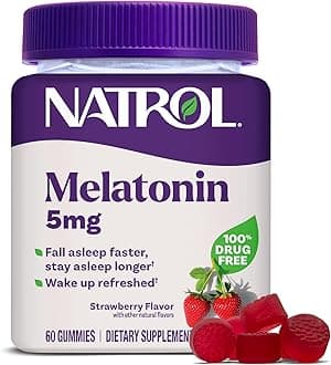 Melatonin 5mg, Dietary Supplement for Restful Sleep, 60 Strawberry-Flavored Gummies, 60 Day Supply