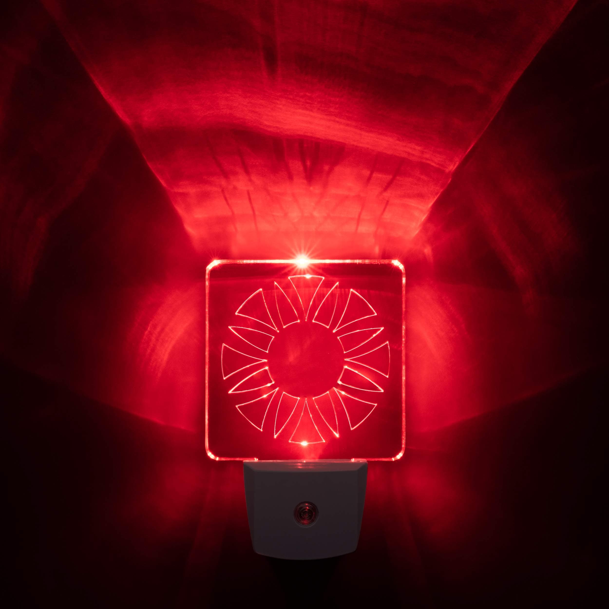Red LED Night Light for Bedrooms & Bathrooms [Package of 2] - BioRhythm Safe(TM) - (Circle)