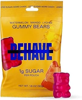 BEHAVE Low Sugar Gummy Candy (Sweet Bears 1-Pack) | Keto, Diabetic Friendly, High Fiber, Gluten-Free & Non-GMO