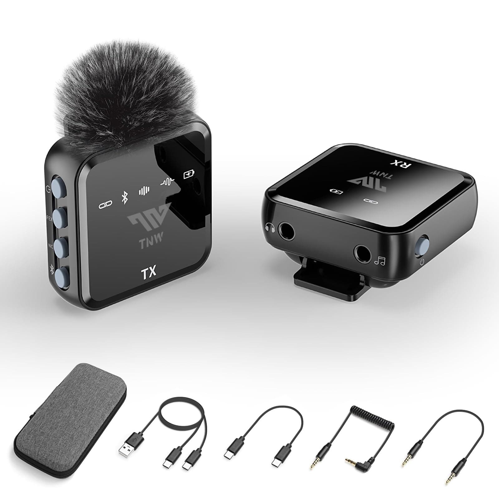 Wireless Lavalier Microphone, N8 Wireless Mic, 50M Range, 10 Hrs, Compact Wireless Mic System(1 TX +1 RX) for iPhone/Android/DSLR Camera,Vlog,Podcast,Live Streaming,Video Recording,Interview