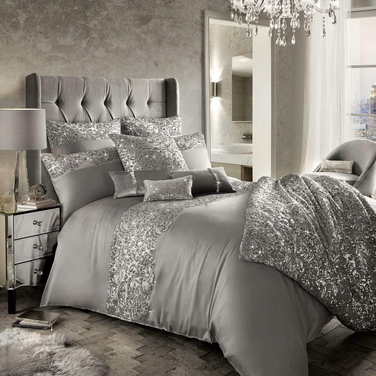Kylie Minogue Cadence Silver Pillowcase (each) - Square