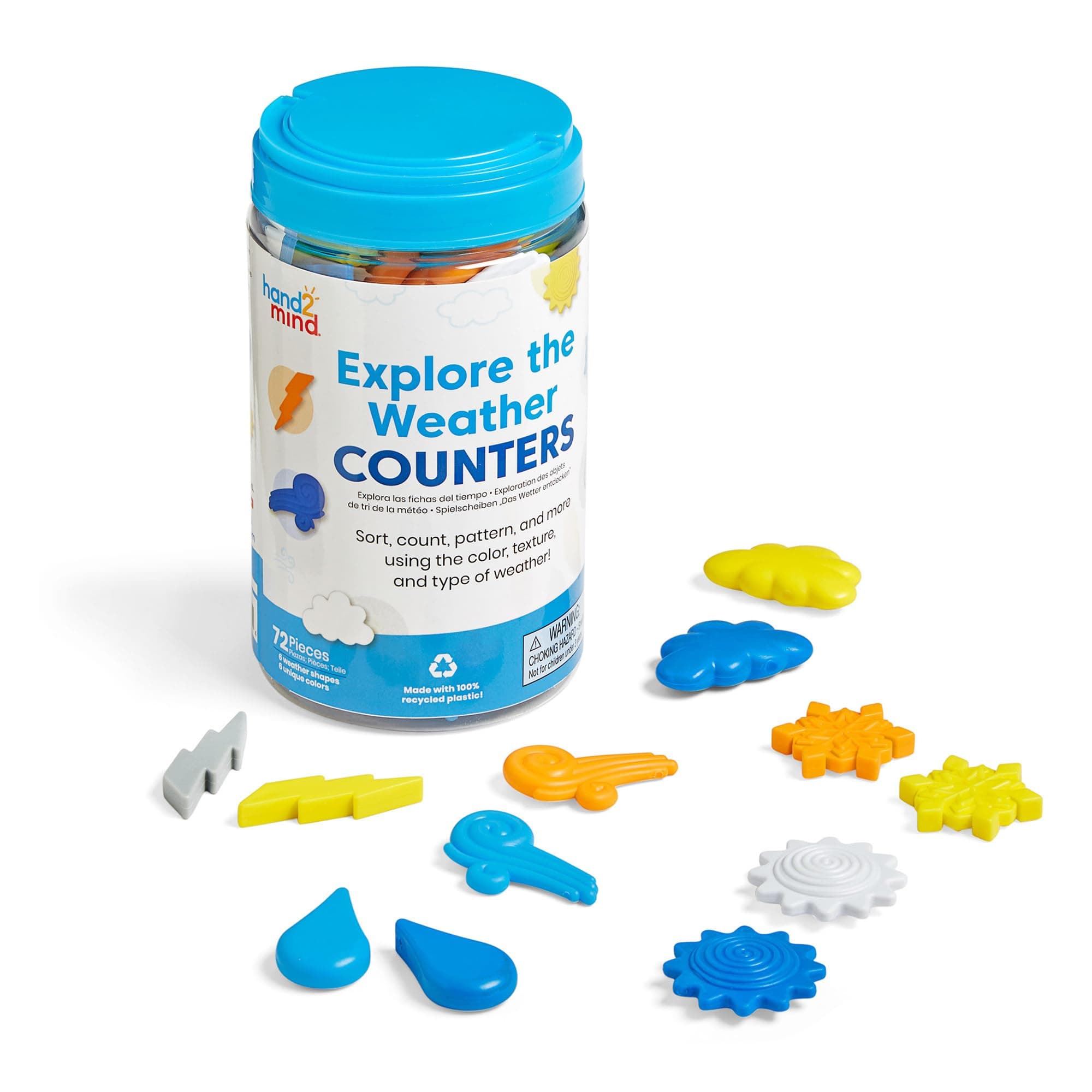 Learning Resources Explore the Weather Counters, Ages 3+, Maths Counters for Kids, 6 Weather-Related Shapes in 6 Colours, Sustainable Toys, Classroom Resources, Muliticolor