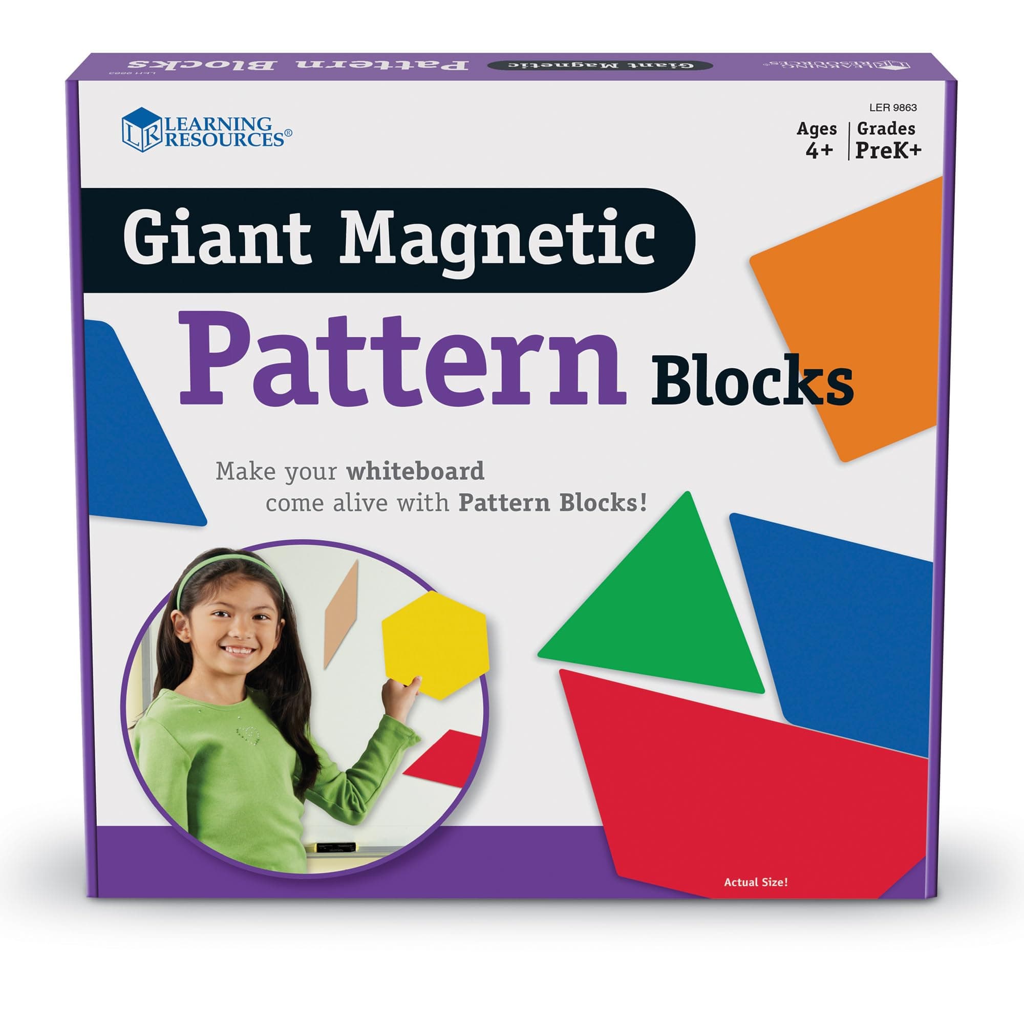 Giant Magnetic Pattern Blocks - Kindergartner Activities, Math Tools, Shape Recognition Tools,47 pieces