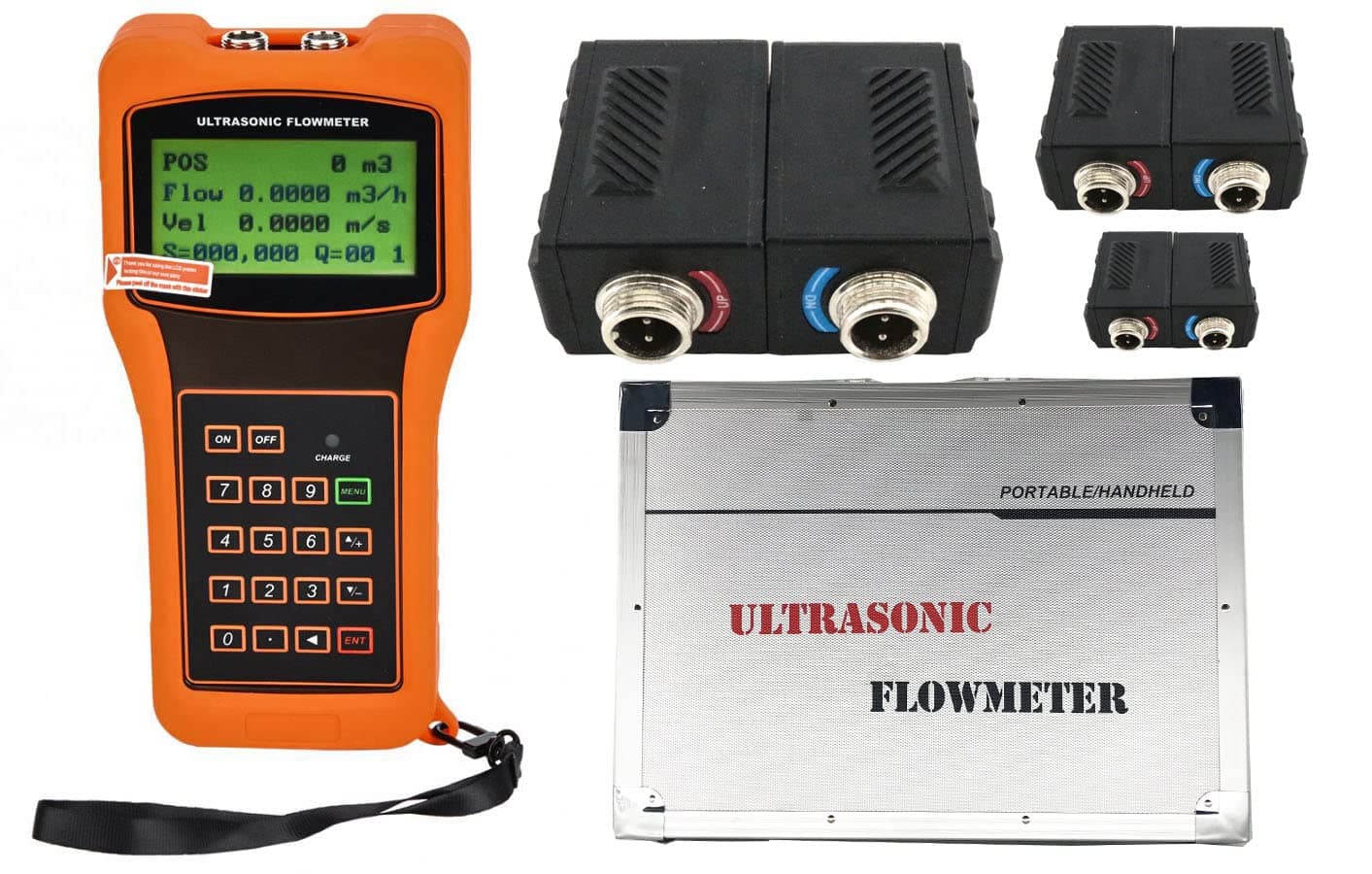HFBTE TUF-2000H Ultrasonic Flowmeter + 3 Size High Temperature Transducer