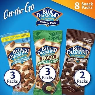 Blue Diamond Almonds Snack Nut Variety Pack for Kids, Office, School, On-the-go, 0.75 oz Gluten Free Individual Packs, Wasabi & Soy Sauce, Lightly Salted, and Dark Chocolate (Pack of 1)
