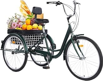 Adult Tricycle，24/26-Inch Adult Trikes, 3 Wheel Cruiser Bike with Large Basket & Adjustable Seat, Shopping Picnic Tricycles for Women, Men, Seniors