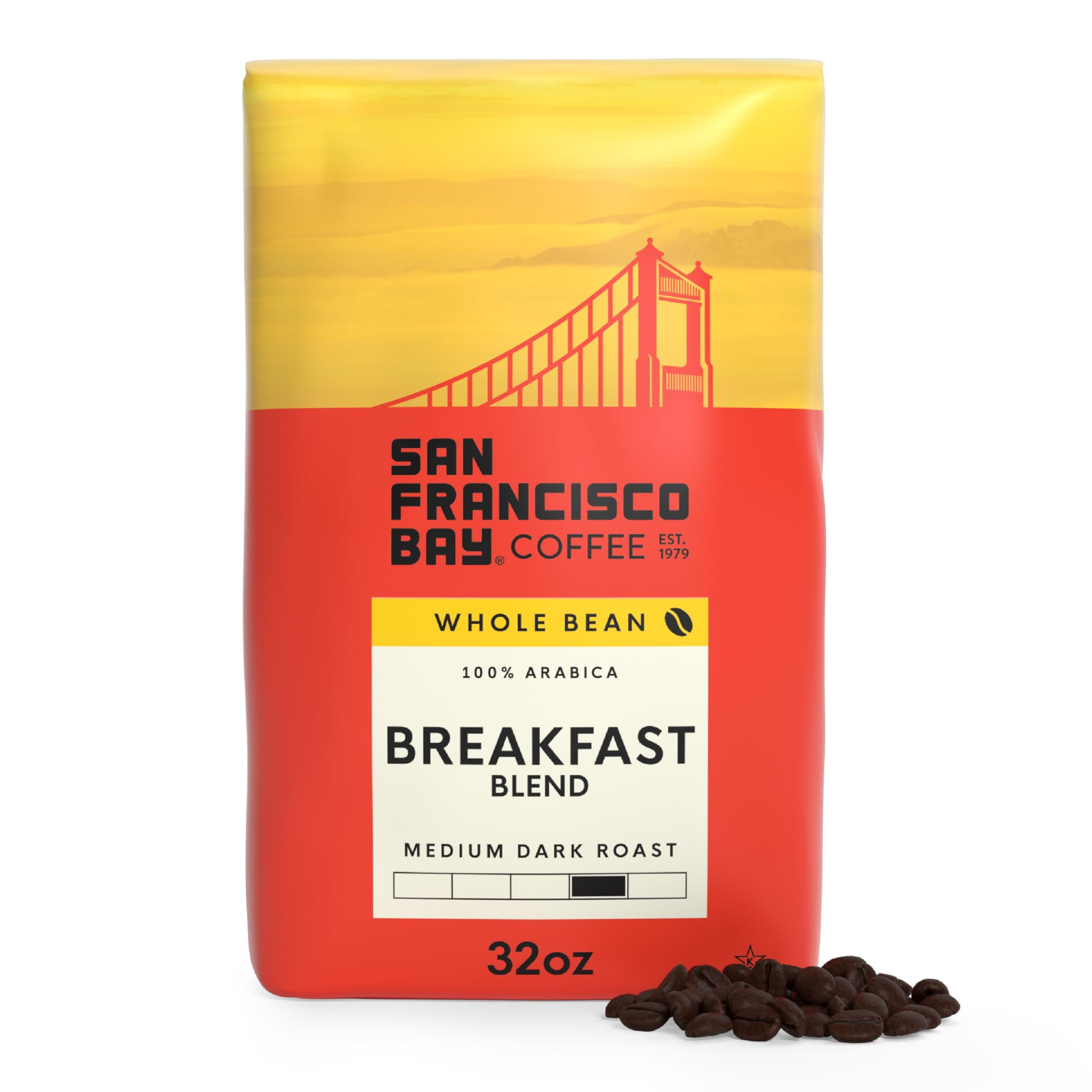 San Francisco Bay Coffee - Medium Roast Whole Bean Coffee - Breakfast Blend (2 lb bag)