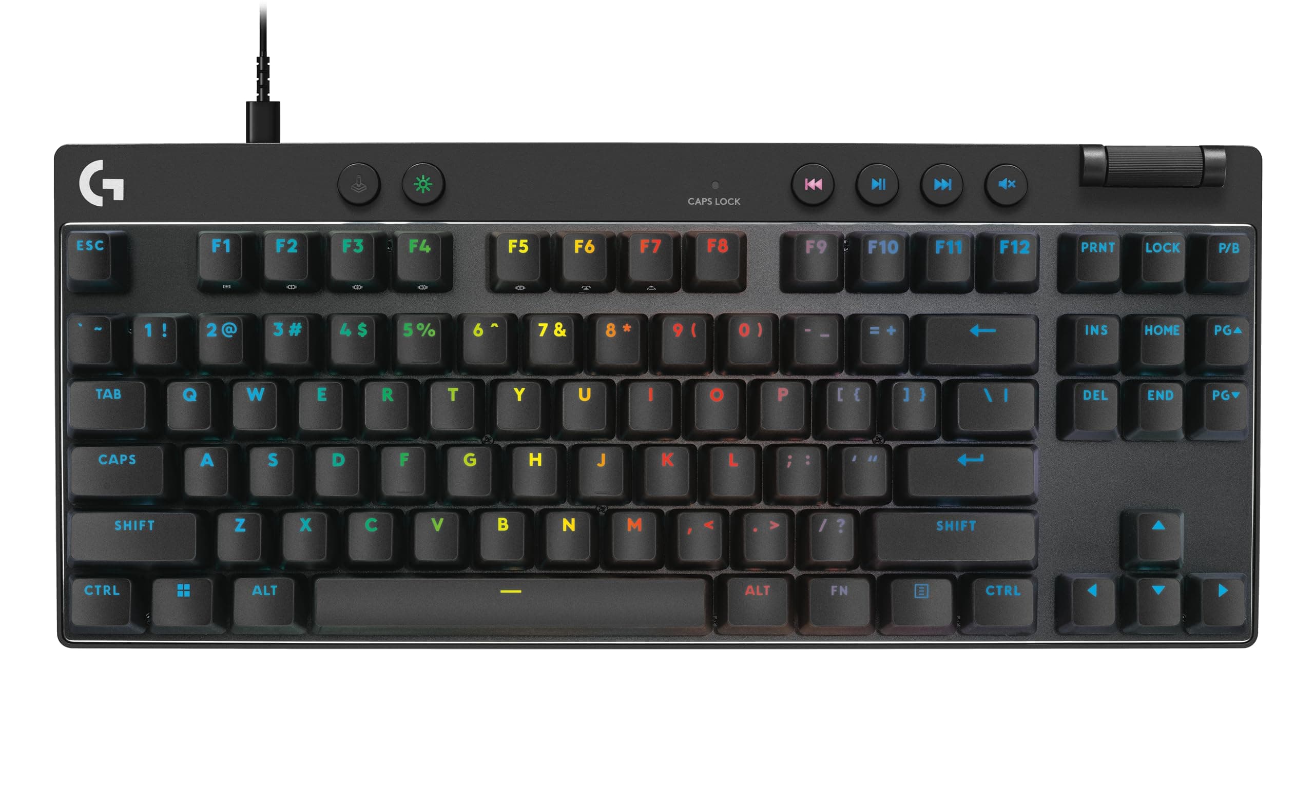 PRO X TKL GALVATRON Gaming Keyboard, Extremely Mobile Design Without Numpad, LIGHTSYNC RGB, PBT Keys, US INTL - Black