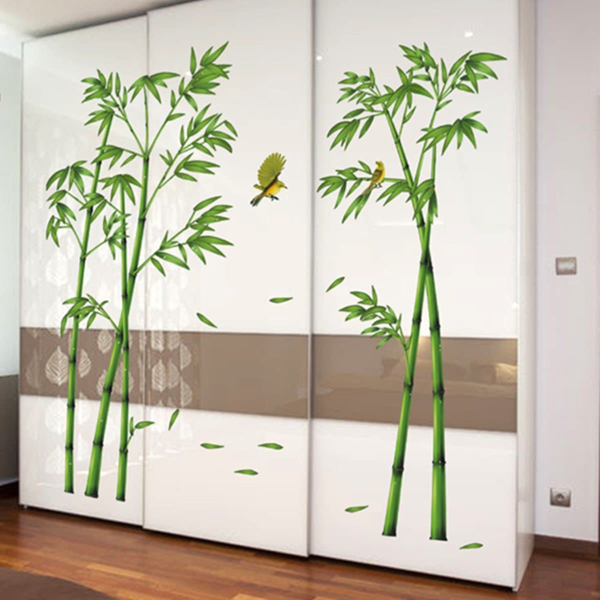 JMHWALL 2Pcs 3D Wall stickers Large Size Bamboo Birds Tree DIY Vinyl Removable Decals Home Living Room Kids Bedroom Art Decor 60x90cm