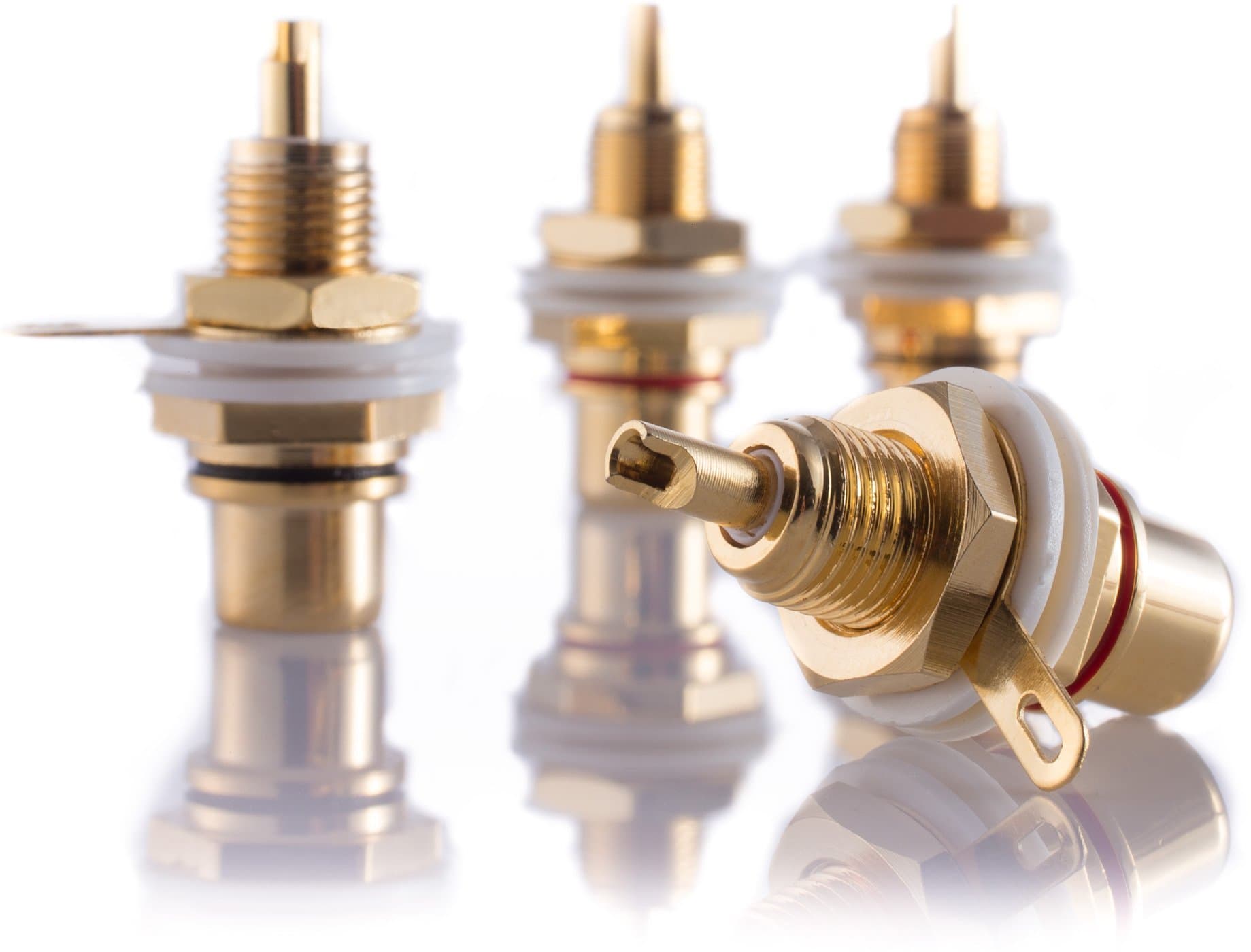 Hifi Lab 4x RCA Phono Sockets Plug Connector Jack Cinch Chassis Panel RCA Female Mounting 24 k Gold Plated inlets Terminal Audio High-End 4 pcs